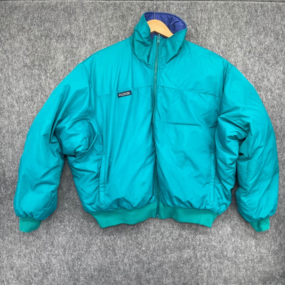 Vintage Columbia Puffer Jacket Mens Large Sportswear Blue Full Zip Reversible